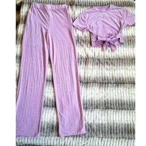 Cute purple crop top & pant set